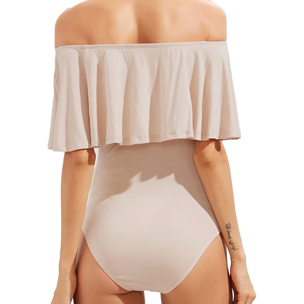 KATE NUDE OFF SHOULDER WOMANS RUFFLE BODYSUIT ✨ - Picture 5 of 7